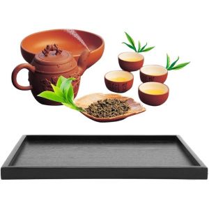 Checarzhn--No1-Petit Plateau Bois Rectangulaire, Plateau De Service, Plateau De Service En Bois Massif De Forme Rectangulaire Pour Le Petit Déjeuner Au Lit Le Déjeuner Le Dîner La Terrasse (22x15cm) - Neuf