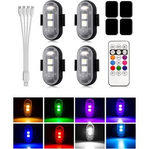 Eryi-Lot De 4 Led Lampe Stroboscopique Pour Voiture Mini Led Avec Télécommande Sans Fil 8 Couleurs Trois Luminosités Et Chargement Usb Pour Drone, Vol De Nuit-Old Jamaica Ginger Beer - Neuf
