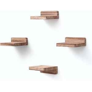 Lot de 4 Petites Etag&egrave;res Flottantes en Bois pour Petits Objets, D&eacute;coration Murale pour Chambre &agrave; Coucher, Salon, 10,2 x 10,2 x 4 cm (Noir Rustique) - Neuf