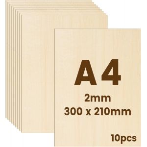 Tianyi-10pcs Contreplaqué 3mm - Bois Pour Pyrogravure & Gravure Laser - Planche Bois Modélisme - Planche À Découper - Contreplaqué De Précision Diy (A4-300x210x2mm) - Neuf