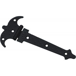 Charni&egrave;re de porte forg&eacute;e Charni&egrave;re d&eacute;corative rustique Installation facile Pour portes, portails et meubles Noir, 120 x 73 x 1,5 mm, Acier alli&eacute; - Neuf