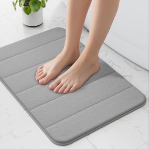 KALANKA-Tapis de bain en mousse &agrave; m&eacute;moire de forme Petit & Grand - Ultra-Doux, Antid&eacute;rapant, Super Absorbant pour Salle de Bain 40x60 cm Gris - Neuf