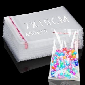 400 Pièces Sac Plastique Transparent 10x7cm Sachet Cellophane Sacs Auto-adhésifs Plastique OPP Sachet Biscuit Sachet Emballage Transparent Petits Sac Bonbon pour Chocolats Bijoux Cadeau Noel - Neuf