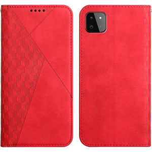SJZG-Coque Pour Samsung Galaxy A22 5G, Premium Flip Housse &Eacute;tui Protection Rabat Clapet Portefeuille Phone Cover Magn&eacute;tique [Porte Cartes] Antichoc B&eacute;quille Cover (Rouge) - Neuf