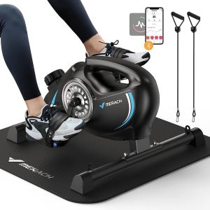 Mevronisshop-Pedalier D'appartement, Mini Velo Bureau Appareil D'entraînement, Pedalier Bureau Avec 2 Bandes De Résistance Et Tapis Antidérapant, Appareil De Fitness Pour La Maison Et Le Bureau - Neuf