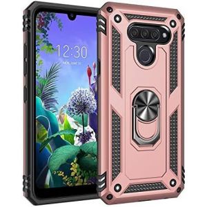 Kal-Coque Lg K50/Q60, Avec Anneau Support, Coque Etui Housse Lg K50/Q60 Antichoc Militaire [Tough Armor] Heavy Duty Shock Proof Protective Housse Pour Lg K50/Q60- Rose Or - Neuf