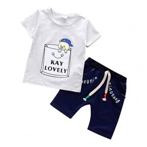 Ensemble T-Shirt Et Short A Manches Courtes Pour Bebe (Blanc 100) - Neuf