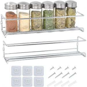 Eryi-Etagere A Epices Murale Metal 2 Pcs Etagere Cuisine - Porte Epices Cuisine Facile À Installer Etagere Murale Cuisine - Neuf