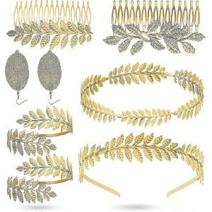 Déesse Grecque Feuille De Laurier Bandeau Couronne Set - 8 Pièces Romain Feuille Bracelet Accessoires Pour Cheveux Pour Femmes - Neuf