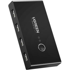 USB 2.0 Ports pour 2 PC Entrées 4 Sorties Commutateur pour Clavier Souris Disque Dur Externe Imprimante Scanner Câbles Inclus - Neuf