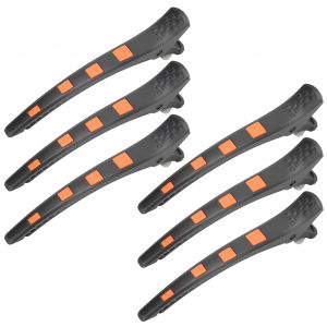 Lot De 6 Pinces A Cheveux Professionnelles En Forme De Bec De Canard, Portables, Pour Salon De Coiffure, Outil De Coiffure, Orange - Neuf
