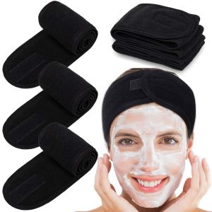 Bandeau Enveloppant 4 Pièces Serviette Extensible Pour Le Bain, Le Maquillage Et Le Sport (Noir) - Neuf