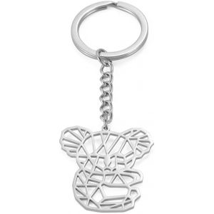 Kal-Porte-Cl&eacute;s Rond En Acier Inoxydable Avec Pendentif Mignon Panda Koala Reine Couronne Roi Couronne Porte-Cl&eacute;s - Neuf