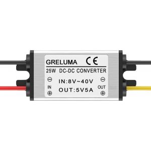1 Pc Dc 12V 24V À 5V Convertisseur Abaisseur Régulateur 5A 25W Adaptateur Secteur Réducteur Pour Voiture Électronique Camion Véhicule Bateau Système Solaire (Entrées Dc 8-40V)[Z490] - Neuf