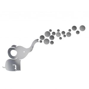 &Eacute;l&eacute;phant Forme de Sticker Mural Amovible BRICOLAGE Miroir Mural Autocollant D&eacute;coration de Chambre &agrave; coucher, Chambre enfant, de la Conception 3D - Neuf