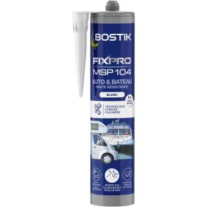 Auto et Bateau MSP 104 Colle et Joint Tous mat&eacute;riaux R&eacute;siste aux Intemp&eacute;ries et &agrave; l`Eau de Mer Mastic Hybride Polym&egrave;re Couleur : Blanc 1 Cartouche 290 ml - Neuf