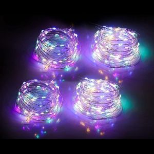 Jgd-Lot De 5 Guirlandes Led Miniatures &Agrave; Piles - 2m, 20 Leds Colore, 3 Modes &Eacute;clairage, &Eacute;tanche Ip65 - D&eacute;coration Magique Pour Int&eacute;rieur/Ext&eacute;rieur (Jardin, Chambre, F&ecirc;te, Mariage, No&euml;l) - Neuf