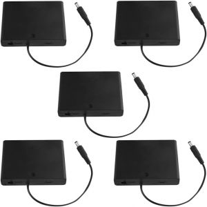Lot de 5 Bo&icirc;tier pour 6 Piles AA 1,5 V 9 V avec connecteur m&acirc;le CC 2,1 x 5,5 mm et Interrupteur Marche/arr&ecirc;t - Neuf