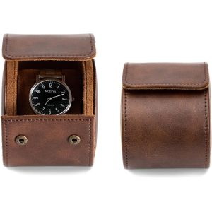 Kal-Bo&icirc;te &Agrave; Montres Avec 1 Compartiments, Bo&icirc;te &Agrave; Montres Avec Couvercle En Verre, Bo&icirc;te &Agrave; Montres Avec Coussin Amovible Pour Montres Pour Homme (R01-Brown) - Neuf