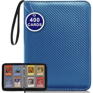 Mdy-Classeur Carte 400 Pochettes, Album Pour Cartes À Collectionner 50 Pages, Classeur De Carte Recto-Verso, Album De Cartes En Cuir Pu, Binder Carte De Basket-Ball, Cartes De Jeu, Bleu Clair - Neuf