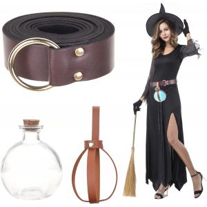 CAUC-Bouteille de cosplay avec support de manche en similicuir, ceinture m&eacute;di&eacute;vale de chevalier &agrave; joint torique - Vintage - Bouteille de fermeture en li&egrave;ge bricolage, artisanat - (Marron) - Neuf