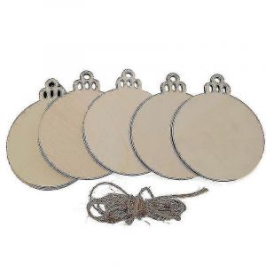 D&eacute;corations de no&euml;l-set De 50 Rond Blanc en Bois, Boules de No&euml;l &Agrave; Accrocher Avec des Cordes Pour les D&eacute;corations de no&euml;l Et de l'Artisanat - Neuf