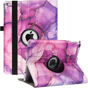 Coque Pour Ipad 9ème Génération 2021 10.2"" / 8ème Gén 2020 / 7ème Gén 2019, Support Rotation À 360 Degrés Multi-Angle De Visualisation, Housse Étui Avec Veille/Réveil Automatique (Purple Mar.[F1633] - Neuf