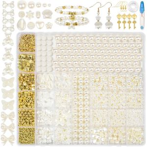 KALANKA-Kit de Perle de Verre Rondes, Perles de Verre Beiges, Ensemble de Perles, pour Bracelet Fabrication, Bracelets, Vacances, Fêtes - Neuf