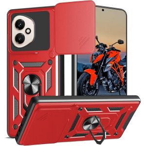 Kal-Coque Pour Honor 400 5g, Protecteur De Caméra, Armure Rigide Housse 360° Metal Anneau Magnetic Support Antichoc Silicone Étui Pour Honor 400rouge - Neuf