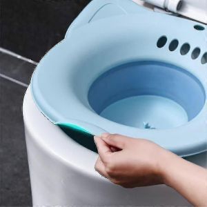 Bain De Siege Pour Les Hemorroides Post-Partum, Bain De Trempage Perineal Sur Le Siege Des Toilettes, Bassin De Siege Pliable Avec Chasse D'eau Pour Les Hemorroides Vaginales - Neuf