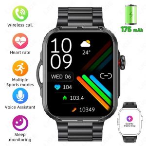 Nouvelle Montre Intelligente Pour Hommes 2.01 Grand &Eacute;cran Lampe De Poche Led Bluetooth Appelant Sport De Plein Air Fitness Tracker Smartwatch Pour Android Ios.Black Steel. - Neuf