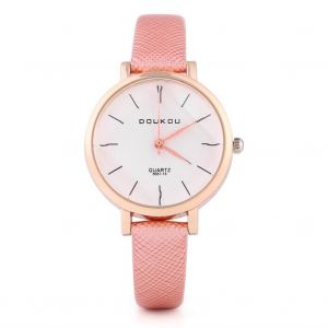 Casual Femmes Femme Analogique Quartz Montre-Bracelet Bracelet Silicone Simple Blanc Cadran Montre Cadeau (Rose) - Neuf