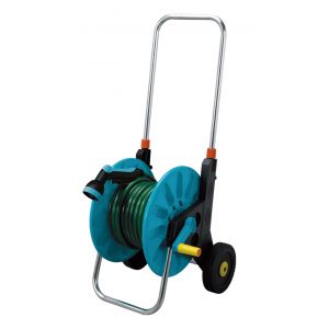 Varan Motors - SX-902-20 Enrouleur de tuyau d'arrosage 20m sur roues, d&eacute;vidoir mobile avec lance 5 fonctions et accessoires - Neuf