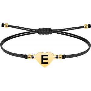 Eryi-- Bracelet Lettre Initiale A - Z En Acier Inoxydable Avec Fil Ciré, Bracelet Femme Ou Homme, Bracelet Coeur Avec Lettre Gravée, Cadeau Pour Mère, Fille, Amie, Petite Amie - Neuf