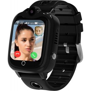 Montre Connectée Enfant, Montre Connectée Gps Enfant Avec Téléphoniques Et Appel Vidéo, Chat Familial, Mode Classe, Bouton Sos, Ip68, Cadeau Pour 3-12 Ans (Noir) - Neuf