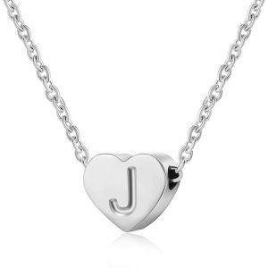 Kal-Collier Femme Coeur Argent Avec Lettre Pendentif Collier Prénom Initiale Femme Et Fille Anniversaire Cadeau Exquis Et Mignon - Neuf