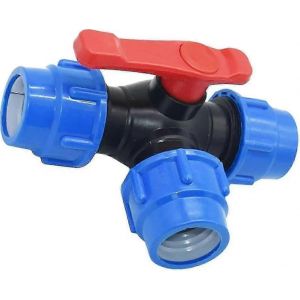 Vanne à boisseau sphérique (40 mm), raccord rapide pour tuyau PE 20/25/32/40/50/63 mm, vanne à boisseau sphérique trois voies en PVC, interrupteur rapide, joint en T - Neuf