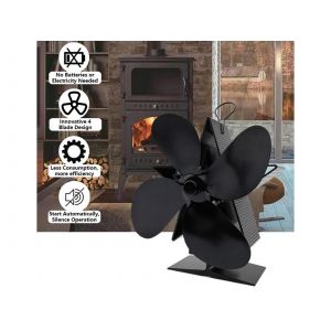 Ventilateur de chemin&eacute;e &agrave; 4 pales aliment&eacute; par la chaleur pour po&ecirc;le &agrave; bois - Neuf