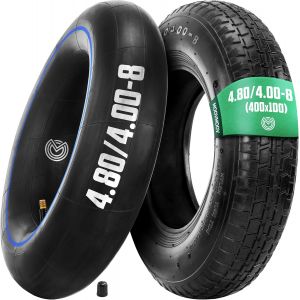 VornixorSarlshopKit Pneu Brouette 4.80/4.00-8 avec Chambre &agrave; air Valve Droite TR13 - Pneu de Brouette 400x100 Renforc&eacute; - Installation Simple et Rapide - Compatible Pour Roue 4.80 4.00-8 - Neuf