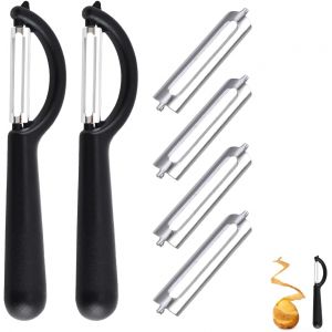 Mevronisshop-2 Pcs &Eacute;plucheur Universel Avec 4 Lames De Rechange, Econome Legumes Inoxeplucheur Couteau Cuisine Avec Lame Tranchante Eplucheur L&eacute;gumes Coutea Eplucheur Cuisine Pour Potatoes Fruits (No - Neuf