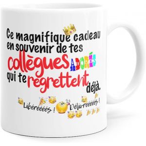 Eryi-Mug Humour Collègue Tasse Message Drôle Rigolo. Idée Cadeau Original Pour Départ En Retraite Mutation Travail Bureau Homme Femme Pour Anniversaire Noël Plaisir. Dino Mugs Le Sourire Dès Le Révei - Neuf