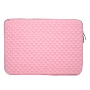 Housse de protection pour ordinateur portable 15,6 pouces a texture diamant, sac a main avec fermeture eclair, rose - Neuf