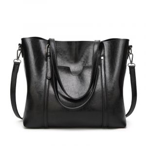Sac à main vintage en cuir véritable pour femme, fourre-tout à bandoulière, sacoche tendance, noir - Neuf