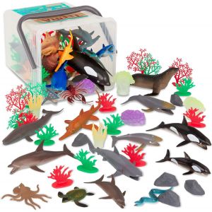 Sansh-- 60 Pièces - Le Monde Marin - Assortiment De Figurines Miniature - Orque, Requin, Dauphin, Tortue, Otarie - Jouets Pour Enfants, 3 Ans Plus - Neuf