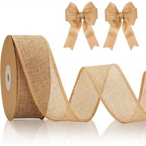 Kal-Ruban De Jute Naturelle De 4 Cm De Large - 10 M De Long - Avec Fil De Fer - Ruban Décoratif En Toile De Jute Naturelle - Pour Bricolage, Cadeau, Mariage, Noël, Table À Manger, Décoration - Neuf
