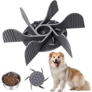 Cmws-Gamelles Lente Slow Food Inserte, Gamelle Anti Glouton Chien Compatible,Gamelle D'alimentation Accessoire Chien Avec Diverses Gamelles, Découpable,Fixée Par 19 Petites Ventouses (Gris) - Neuf