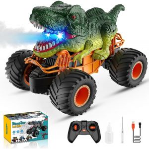 TZF-Voiture T&eacute;l&eacute;command&eacute;e Enfant, Monster Truck Dinosaure Musique et Lumi&egrave;res LED, Ext&eacute;rieur Jouet Enfant 3-9 Ans, Cadeau Gar&ccedil;on 3-12 Ans, Jeux 3-10 Ans, Cadeau de No&euml;l P&acirc;ques Enfants - Neuf