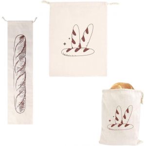 Mevronisshop-2 Pcs Sacs &Agrave; Pain En Lin Pour Bo&icirc;te &Agrave; Pain Maison Non Blanchis R&eacute;utilisables Grand Stockage Naturel Pour Pain Artisanal Baguette 16 * 64cm & 31 * 39cm - Neuf