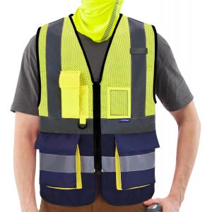 Gilet Haute Visibilité Maille Jaune 7 Poches De Classe 2" Gilet De Sécurité Réfléchissant Haute Visibilité Gilet De Travail Maille Jaune - Unisexe[Z24] - Neuf