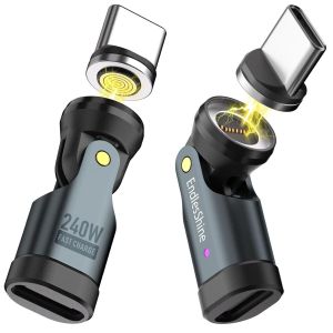 Adaptateurs Magn&eacute;tiques Usb C 240W [Lot De 2] - Peut &Ecirc;tre Utilis&eacute; Avec Tous Les C&acirc;bles De Type C En C&acirc;ble Magn&eacute;tique Usb C - Rotation &Agrave; 90/180/360&deg; - Charge Rapide 5 A Transfert De Donn&eacute;es - Neuf